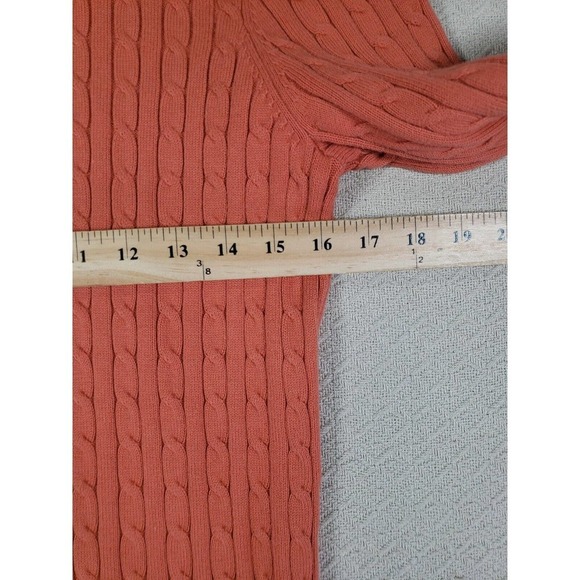 Willi Smith Sweater Medium Orange Mock Neck Long Sleeve Cable Knit Pullover - Picture 5 of 9